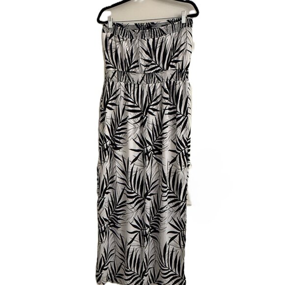 Mossimo Bamboo Leaf Print Strapless Dress White/Black XXL - Picture 5 of 10